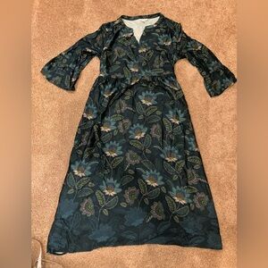 J. Jill Dark Teal Floral Maxi Dress